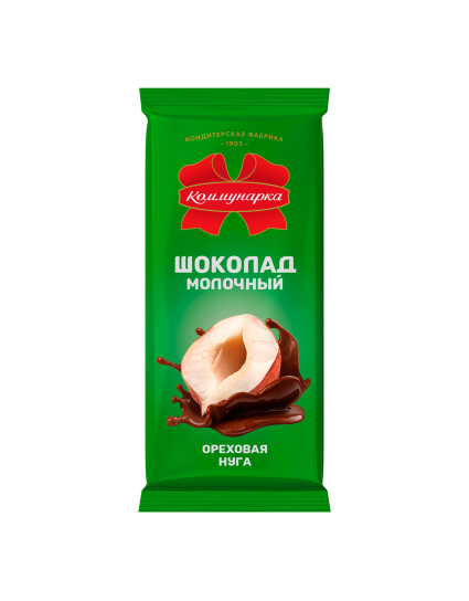 Шоколад  молочный с ореховой нугой, 80г