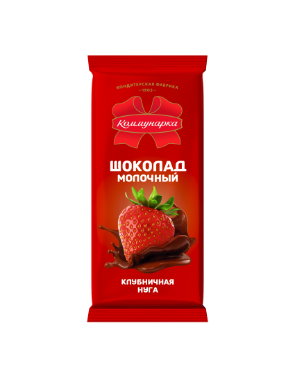 Шоколад  молочный с клубничной нугой, 80г