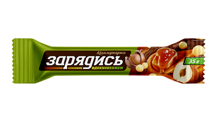 «Батончик ЗАРЯДИСЬ» с фундуком и воздушным рисом в молочном шоколаде, 35г