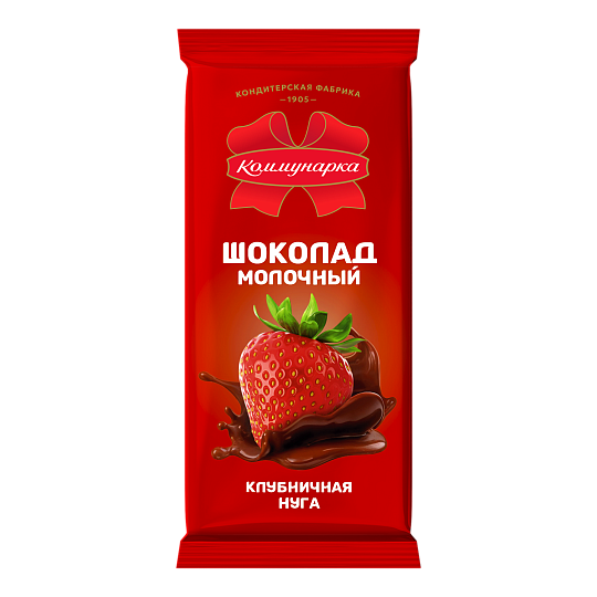 Шоколад  молочный с клубничной нугой, 80г